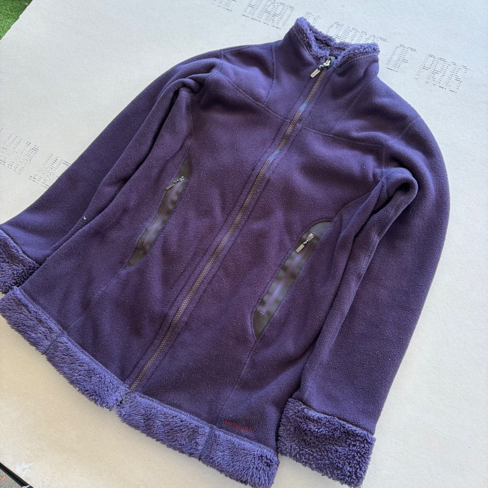 Y2K Patagonia Fleece Jacket Purple Full Zip Synchilla Trim